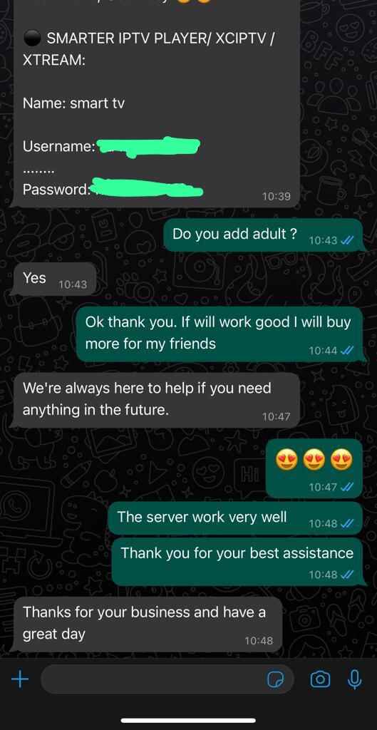 this image showing whatsapp conversation:honey bee iptv reviews